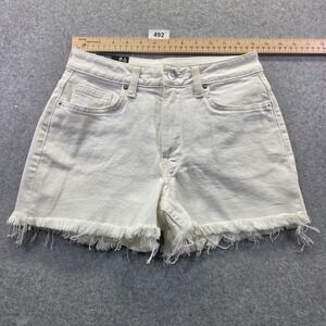 H&M Divided Cream High Waist Denim Shorts Raw Hem Off White US 2 NEW